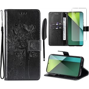 - Xiaomi Note 13 Pro 5G / Poco X6 5G Case [1 X Tempered Glass] Flip Case Cover Pu Leather Wallet Silicone [Magnetic Closure][Card Slots][Stand Feature] - Black - Neuf