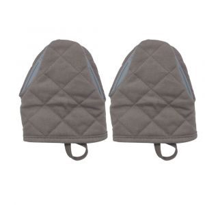 Lot De Deux Mini-Maniques De Cuisine Grises, Résistantes À La Chaleur Et Antidérapantes, En Silicone, 16,5 Cm × 14,5 Cm, Pour Four À Micro-Ondes - Neuf