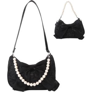 RFCBC-Sac Bandoulière Femme en Perles, Petit Sac a Main Femmes Bandoulieres, Vintage N?ud Papillon Sacoche Femme Bandoulière, Populaire Handbags for Women, Noir Crossbody Bag - Neuf