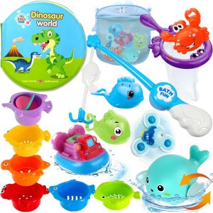 16 Pi&egrave;ce Jouets De Bain B&eacute;b&eacute; Set, Jouets De Bain Pour Baignoire Avec Sac &Agrave; Ficelle, Jouet D'arroseur D'eau Poisson, Jeu De Jouets De P&ecirc;che, Ouets Aquatiques Pour Les Enfants De 1 2 3 4 Ans - Neuf