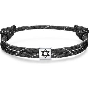 Eryi-Bracelet Nautique Homme Femme | Etoile De David Arbre De Vie Viking Celtique Argent 925 Paracorde Bracelet Réglable Pour Garçon | Surf Bijoux Yoga Amulette Cadeau - Neuf