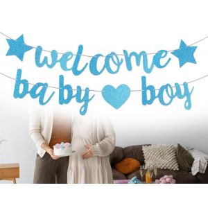Checarzhn--No1-Bannière De Bienvenue Pour Bébé, Guirlande De Bienvenue, Décoration D'anniversaire Pour Enfant Garçon, Pour Fête De Bébé, Réception À Domicile, Décoration De Maison Pour Baby Shower (B - Neuf