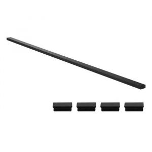 Main Courante de Garde-corps Balcon-Duoku-198 cm-Rampe d'escalier Rectangulaire en Acier Inoxydable-Embouts-Finition Noire - Neuf