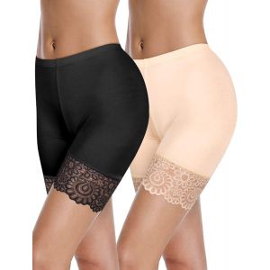 Kgabery-2 Pièces Shorts Anti-Frottement Cuisse,Shorts Sous Robe Femme Shorties En Dentelle Sous-Vêtements Shorts Leggings De Sécurité Extensibles - Neuf