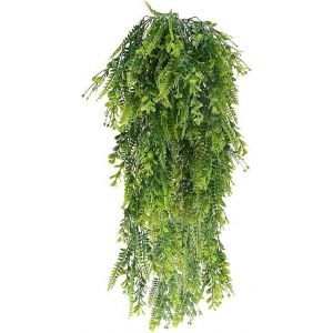 2pcs lierre artificiel ext&eacute;rieur 5 branches en plastique fausse plante verte tombante - Neuf