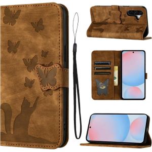 KAL-Coque Pour Samsung Galaxy A56 5G(6,7 Pouces) Housse De Protection Premium Portefeuille Protection Emplacements De Cartes Fonction Support Bureau Pour Galaxy A56 5G-Brun - Neuf