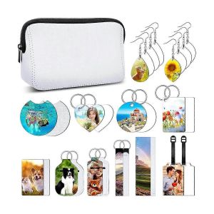 29PCS Sublimation Blanks, Sublimation Blanks Produits Set, Sublimation Makeup Bag Pour Sublimation Printing Crafts - Neuf