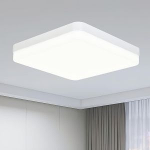 KAL-Plafonnier Led 36W, 4000K 4500Lm Super Lumineux Blanc Neutre Ip44 Lampe De Salle De Bain Carrée Étanche, Plafonnier Pour Cuisine Couloir Chambre Sous-Sol Balcon, Ø23Cm - Neuf