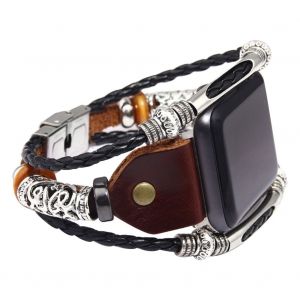 Bracelet De Montre En Alliage De Cuir Avec Boucle En Acier Inoxydable (38 Mm/40 Mm Marron) - Neuf