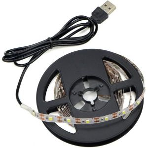 Lumi&egrave;res Led Usb,5v 5 M&egrave;tres 300 Leds Bandes Led Blanc Froid Avec C&acirc;ble Usb,R&eacute;tro&eacute;clairage Pour Ordinateur De Bureau Tv,&Eacute;clairage D&eacute;coratif De Cuisine,&Eacute;clairage De Corde-Non &Eacute;tanche - Neuf