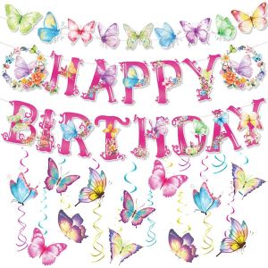 Cmjaagur-Lot De 36 Papillons D&eacute;coratifs Color&eacute;s &Agrave; Suspendre - D&eacute;coration D'anniversaire - Papillons - Printemps &Eacute;t&eacute; - Filles - D&eacute;coration D'anniversaire Pour Enfants, Jardin, Maison, F&ecirc;te[M777] - Neuf