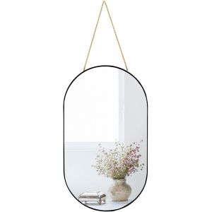 Oval Wall Mirror Frameless Gold Oval Shape Wall Mirror for Bathroom and More (Black, 16 x 9.2 inch) - Neuf