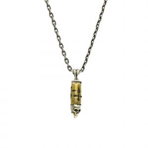 Collier Homme Argent Bronze Balle T&ecirc;te De Mort - Neuf