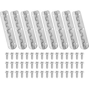Petite Charni&egrave;re Piano 2.6"" x 0.6"", Lot de 8 Mini Charni&egrave;res de Bo&icirc;te &agrave; Bijoux &agrave; 90 Degr&eacute;s avec Vis pour Bo&icirc;tes &agrave; Bijoux en Bois, Argent - Neuf