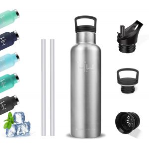 Kalanka-Gourde Isotherme 0.5l En Acier Inoxydable 18/8 - Sans Bpa Avec Paille Anti Fuite Et Ouverture Pour Boire - Pour Camping, Randonn&eacute;e, Running, V&eacute;lo - Neuf