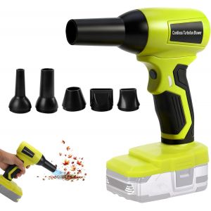 MEVRONISSHOP-Souffleur &agrave; Feuilles sans Fil pour Ryobi 18V, Nettoyeur de poussi&egrave;re Portable sans balais, 130 000 TR/Min Vitesse r&eacute;glable et 5 Buses pour Patio Chambre Maison (sans Batterie) - Neuf