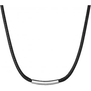 Kal-Collier Ras Du Cou En Cuir Vintage Avec Barre Argent&eacute;e Collier Ras Du Cou Court En Cuir Noir Collier Boho Bijoux Pour Femmes Et Filles (Argent) - Neuf