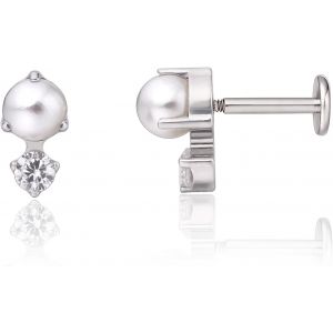 Kal-18g Titane Piercing Tragus, 2pcs Piercing Labret Lèvre Bouche Avec Cz Opale, Filetage Intérieur Piercing Oreille Cartilage, Piercing Helix Pour Nombril Langue Sourcil Septum Nez Oreille - Neuf