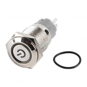 Auto 16mm 1NO 1NC Connexion 12V M&eacute;tal LED Interrupteur &agrave; bascule Verrouillage Bouton-poussoir LJ - Neuf