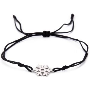 Trahoo-Bracelet De Flocon De Neige Pour Femmes En Acier Inoxydable Bracelet Élégant De Flocon De Neige D'hiver À Double Corde Cadeaux De Noël (Argent) - Neuf