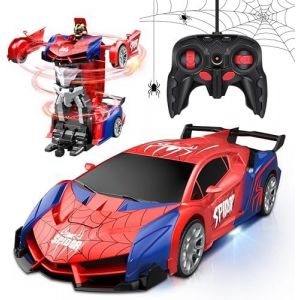 Voiture T&eacute;l&eacute;command&eacute;e Robot, Voiture T&eacute;l&eacute;command&eacute;e Transformable en Robot, RC Voiture Telecommand&eacute; 2 en 1 pour Gar&ccedil;on Fille &agrave; partir de 8+ Ans, Voiture Telecommand&eacute; Spider Jouet Enfant - Neuf