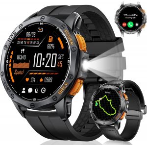 Dm1 Montre Connectée Homme Gps, La Boussole/Lampe De Poche Led, 1.43"" Amoled Smartwatch, Podometre/Sommeil/170+ Sportifs/Ip68 Montre Running Homme, Montre Intelligente Avec Android Ios - Neuf