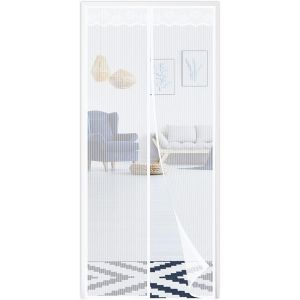 Magnetic Door Mosquito Net, 90 X 210 Cm Door Curtain, Mosquito Net Automatic Closing For Doors, Patio, Corridors, Prevents Other Bestioles, Installation Without Drilling ¿ White - Neuf