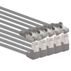 TIANYI-366174 Câble réseau Cat.6 angle 90 degrés 2m - gris - 5 pièces - Câble patch Cat6 (SFTP PIMF) 1000Mbit/s connecteur Rj 45-5 x 2m mètres gris - Neuf
