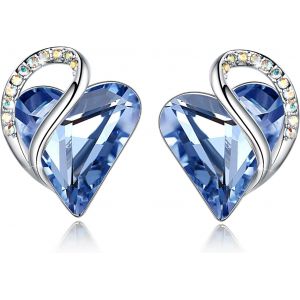 Kalanka-Infini Amour Coeur Boucles D'oreilles Femme Argent, Boucle D'oreille Femme Avec Cristaux De Guérison, Sans Allergie Bijoux Femme Avec Coffret Cadeau - Neuf