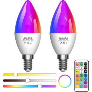 Sept-Ampoule Led E14 Couleur Avec Telecommande, Ampoule E14 Changement Couleur Dimmable, Rgb + Blanc Chaud + Blanc Froid, Lampe Rgb Pour La Maison, D&eacute;coration, F&ecirc;te (Lot De 2) - Neuf