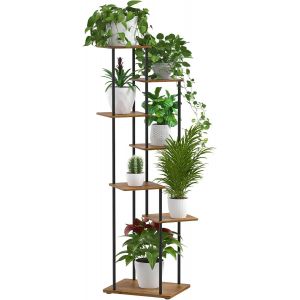 Nouvelhorizonstore-7 Niveaux Support Pour Plantes, 130 Cm, &Eacute;tag&egrave;re Pour Plantes En M&eacute;tal Bois, Porte Plantes D'int&eacute;rieur Pour Plusieurs Plantes, Support Pot De Fleur Le Balcon Du Jardin, Salon, Burea - Neuf