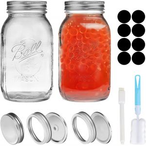 Letnerny-Bocaux De Kimchi Bocaux De Conservation 1l Bocal En Verre Avec Couvercle Hermétique Bocaux À Provisions Multi-U S Avec Couvercle Pour Céréales Confitures Pâtes Et Noix Meal Prep 2 Set - Neuf