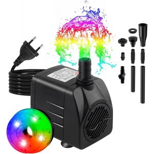 Meimie-Pompe Aquarium Submersible 15w,Pompe Eau Submersible Ultra Silencieuse 800l/H 180-240v Avec 1.5m Câble,3 Buses Pour Fontaines Jardins Baignoires Étangs - Neuf
