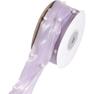 Ruban De Perles Violettes D'Environ 5 Mètre En Mousseline De Soie Et Organza Transparent Avec Bobine Pour Emballage Cadeau Invitations De Mariage Bouquets Décoration De Noël - Neuf