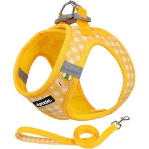 Jgd-Aiitle Harnais Anti-Traction Pour Animaux De Compagnie Avec Laisse, Gilet Rembourr&eacute; Confortable &Agrave; Carreaux, Pour Chiens Et Chats De Petite Et Moyenne Taille, Jaune S - Neuf