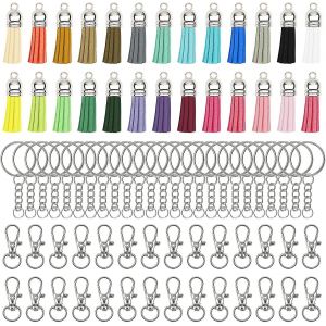 150 Pièces En Acier Inoxydable Bijoux Serrés Avec 50 Crochets À Clé, 50 Porte-Clés Et 50 Glands - Neuf