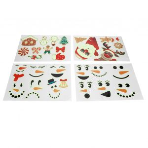 Hjlian Lot De 4 Autocollants Decoratifs Lumineux A Faire Soi-Meme, Motif Pere Noel, Bonhomme De Neige, Elan, Pour Mur, Porte, Decorations De Noel - Neuf