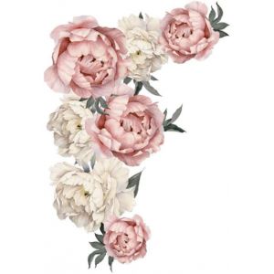 Eryi-Sticker Mural Floral Coloré Stickers Muraux Floraux, Stickers Muraux Fleurs, Stickers Fleurs Pour Mur, Stickers Muraux Motif Fleur De Pivoine Art Applique Chambre Décoration Fond Autocollant - Neuf