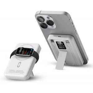 CMJAAGUR-Batterie Externe Magsafe, 10000Mah Power Bank Magnétique Pour Watch,Sans Fil Powerbank Charge Rapide Pd 22.5W Avec 2 Câble Et Support & Affichage Led,Compatible Iphone 16/15/14/Pro/[M1528] - Neuf