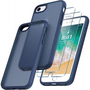 ERSHI-Coque Compatible avec iPhone SE 2022/2020/7/8 avec 2 Verre Trempé, Anti-Jaunissement Dur PC Housse Anti-Rayures Protection C[9 - Neuf
