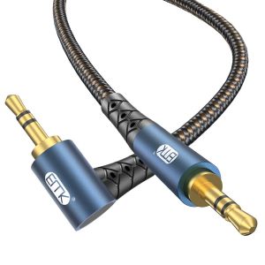 C&acirc;ble AUX Angle Droit 3,5 mm,C&acirc;ble Audio aux TRS 3,5 mm C&acirc;bles St&eacute;r&eacute;o HiFi Jack to Jack 90 degr&eacute;s,Ligne AUX St&eacute;r&eacute;o pour Smartphone,Voiture,Haut-parleur Echo,Soundbar (2 m,Right Angle) - Neuf