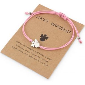 1 Pcs Bracelet D'ange Gardien Porte-Bonheur Fait Main En Argent Bracelet Avec Pendentif Ange En M&eacute;tal Pour Femmes Filles Famille Meilleur Ami Anniversaire Bijoux Cadeau - Avec Carte - Neuf