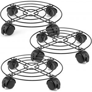 NouvelHorizonstore-3Pcs Chariot de Plantes m&eacute;tal avec roulettes, 26.6 cm, Porte Plante pour l'int&eacute;rieur, Support Roulant de Pot, Capacit&eacute; de Charge 40 kg - Neuf