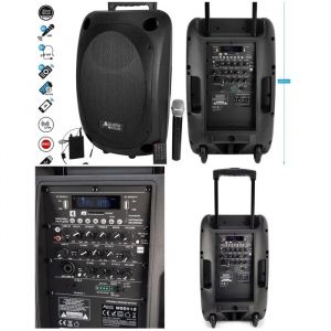 Enceinte Bluetooth SONO portable sans fil 700W St&eacute;r&eacute;o KARAOKE USB BT FM SD CARD TWS- 2 MICROS UHF -Syst&egrave;me de sonorisation portable - Neuf