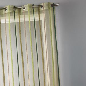Voilage Fantaisie &Agrave; Rayures Verticales Vert Tilleul 140x260 Cm - Neuf