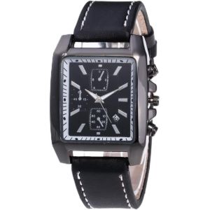 Eryi-Montre À Quartz Pour Homme Avec Bracelet En Cuir Marron Et Noir Avec Jour De La Semaine Et Date Élégante - Neuf