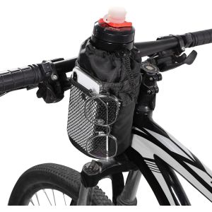 Porte-Bidon Pour Vélo Avec Poche Avant En Filet, Grande Capacité Pour Vélo De Route, Vtt, Scooter, Fauteuil Roulant (M, 15,5 X 9,5 X 9,5 Cm) - Neuf