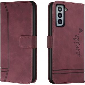 Kal-Coque Pour Samsung Galaxy S22, Etui Portefeuille Samsung S22, Protection Etui À Rabat Housse En Cuir Pu Avec Antichoc Tpu [Fermoir Magnétique] Flip Pochette Housse Pour Samsung S22 (Rouge) - Neuf