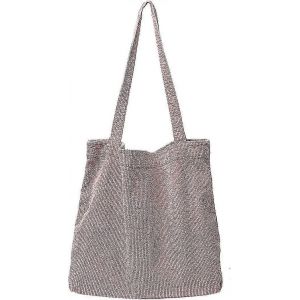 Aluwu Corduroy Tote Bag pour Femmes Fille Toile Épaule Sacs à main Mignon Grand Sac à main - Neuf