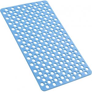 Tapis de bain antidérapant avec ventouses, sans latex, TPE ni phtalate, lavable en machine, doux avec trous de drainage, 76 x 43 cm (bleu clair) - Neuf